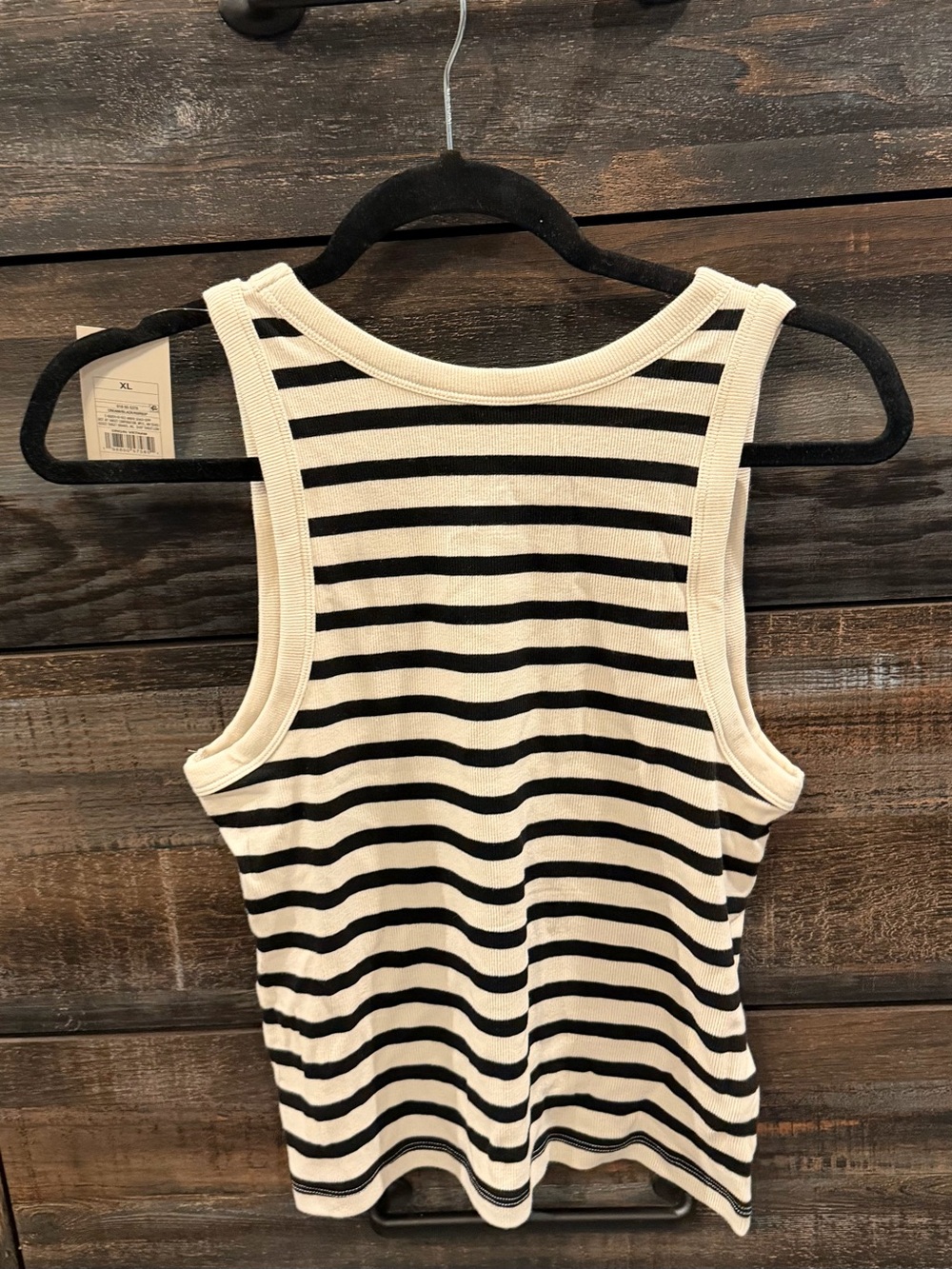 a new day Black and Cream Striped Ribbed Tank - Women